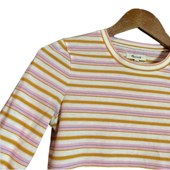 Madewell stripped ruffle long sleeve cropped shirt - Picture 3 of 14